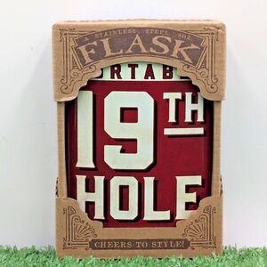 Trixie and Milo Hip Flask Red Stainless Steel 19th Hole 8oz New In Box